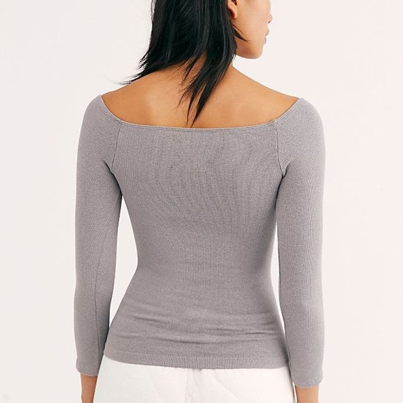Free People Square Neck Top XS/S Grey - Picture 3 of 3